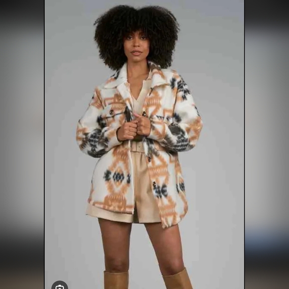 Elan Jackets & Blazers - Elan Women's Patterned Jacket - Black, Brown, White_Large